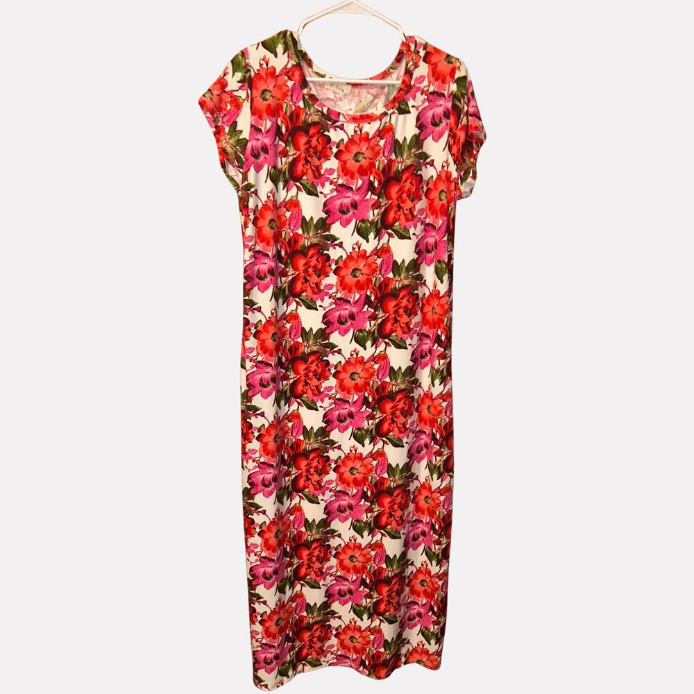 PINC 2XL White Maxi Dress – Floral Boho Cottagecore Sheath Fit